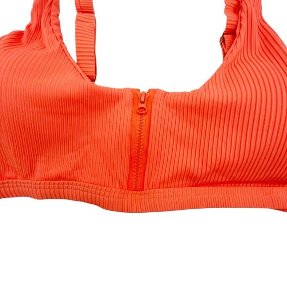 NWT TiniBikini Ribbed Two Piece Set Zipper Swimsuit Tangerine Orange Size Medium - Picture 5 of 14